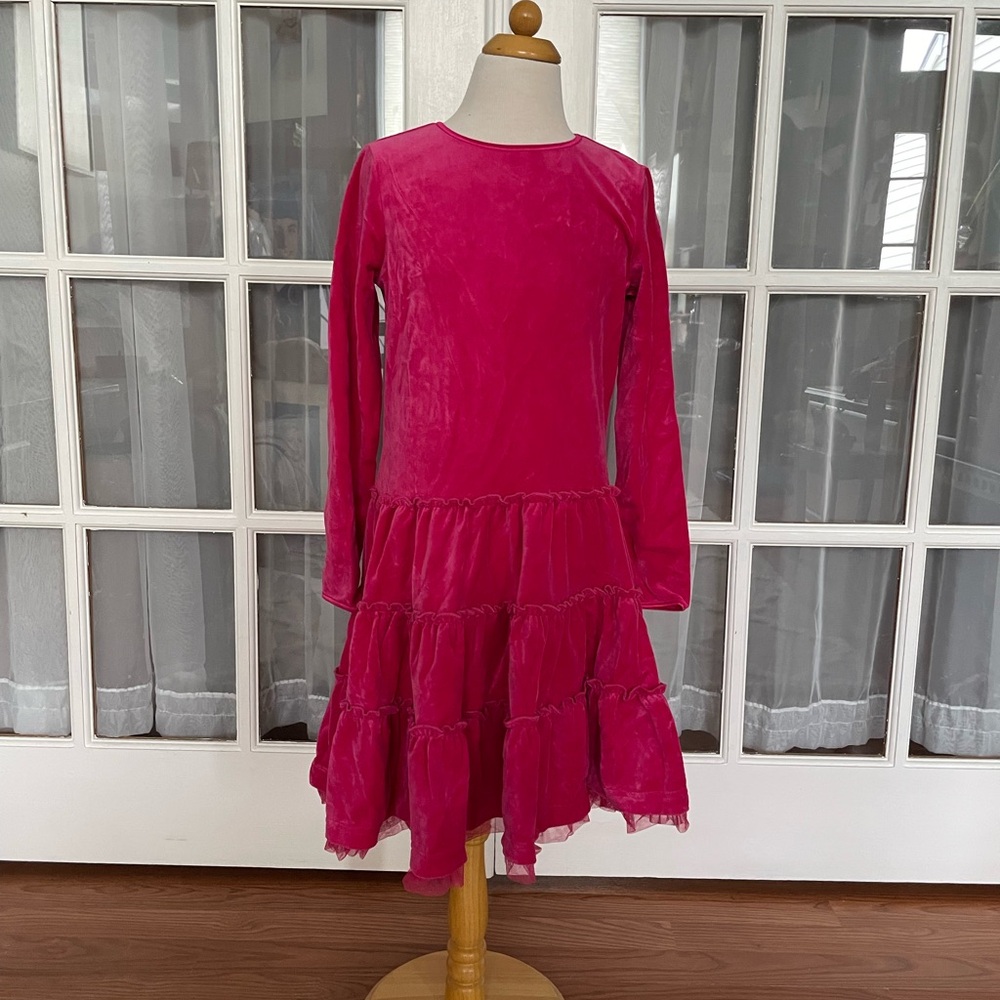 Hanna Andersson 140 girls pink velour winter dress NWT NEW $59